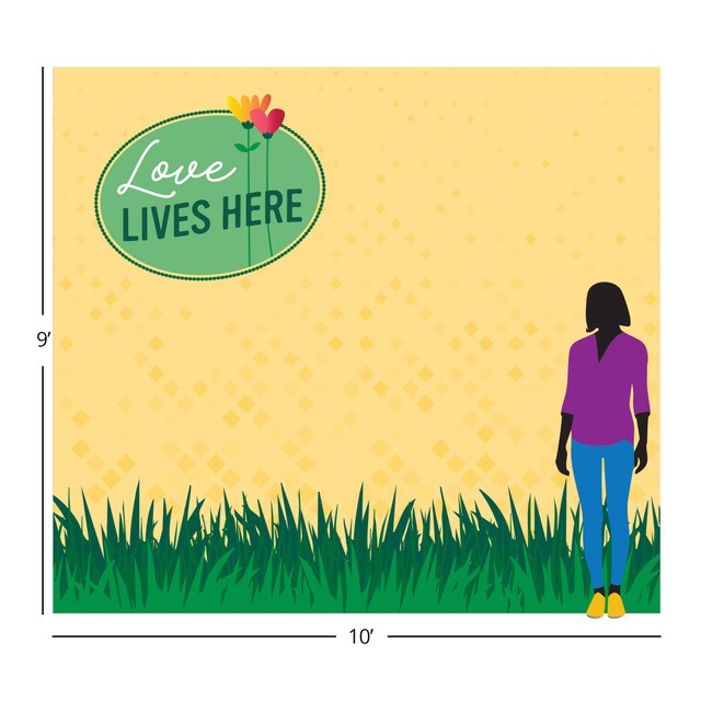 TEAM FAMILY-LOVE LIVES HERE PHOTO-OP FABRIC BACKDROP (10' X 9')