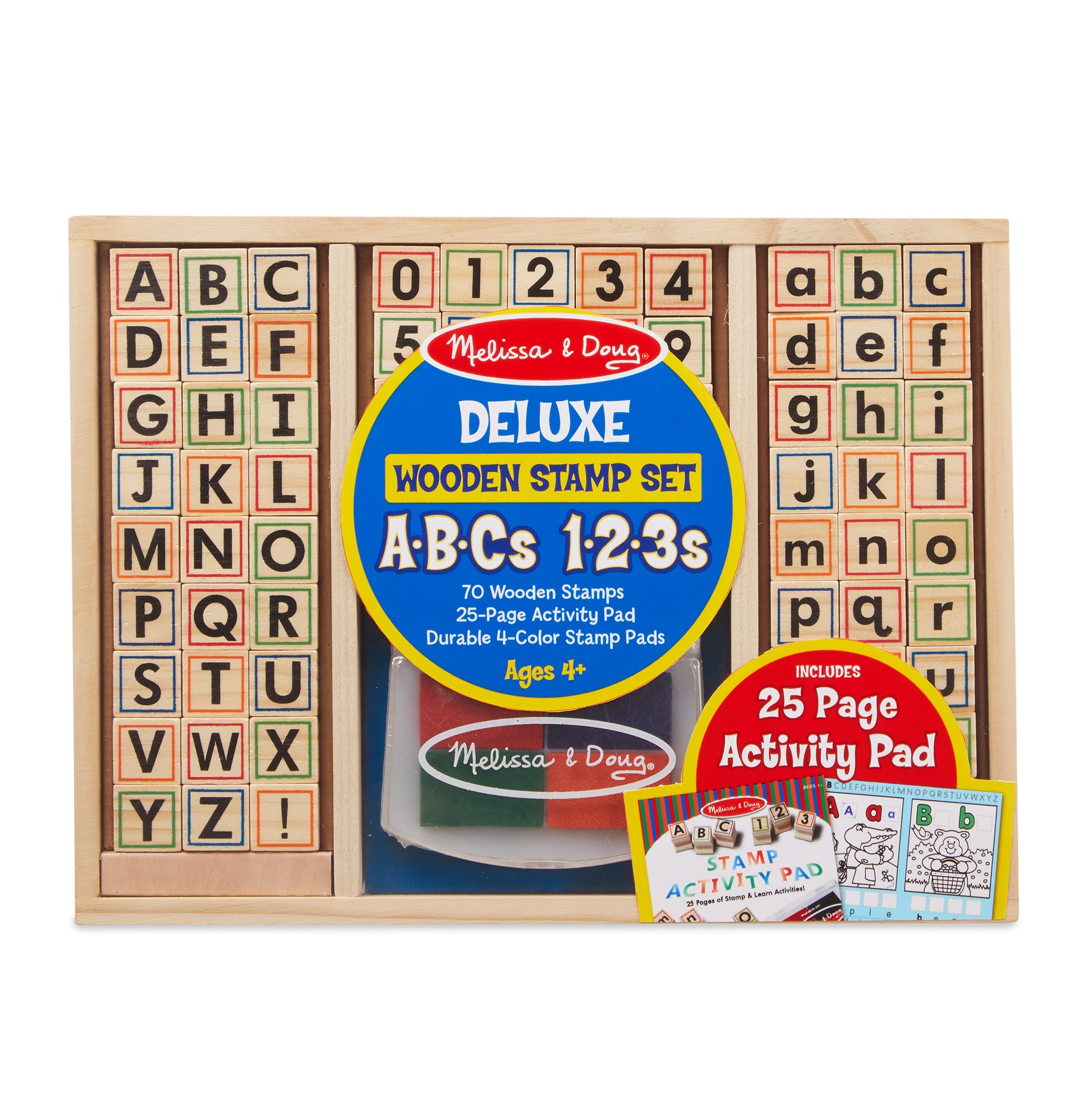 melissa & doug deluxe wooden stamp set abcs 123s