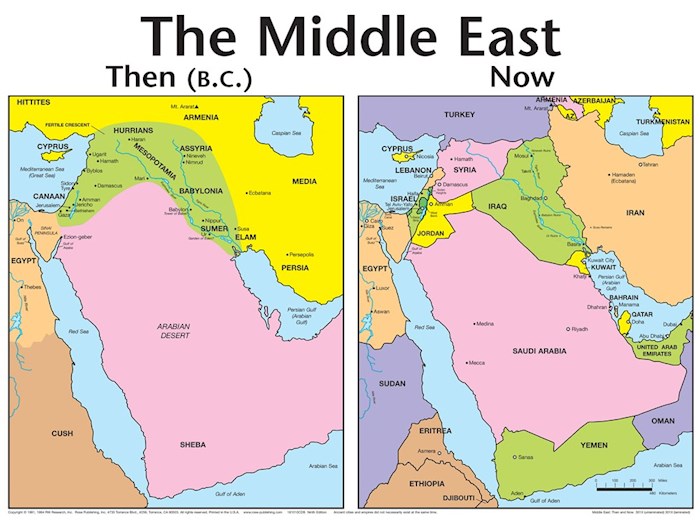 {=Chart-Middle East Then & Now Wall (Laminated Sheet) (19" x 26")}