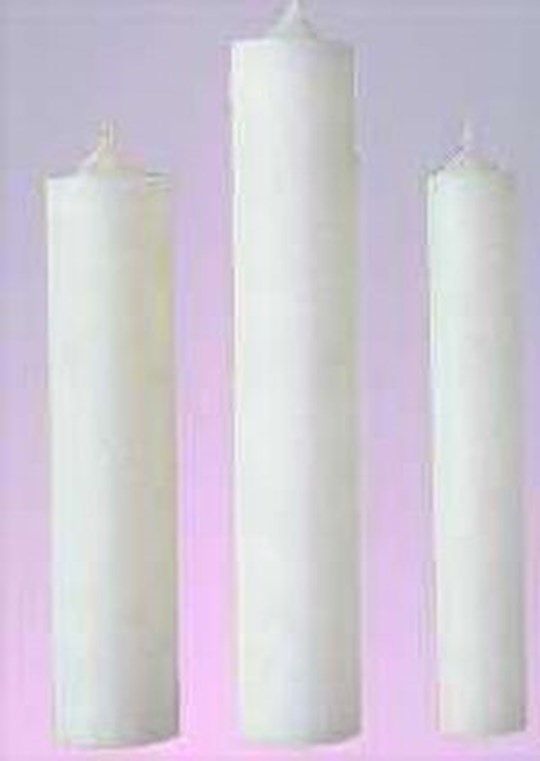 {=Candle-Altar Candle-White (15" x 1 1/8")-Stearic Molded/Plain End (Pack Of 12) (#55332)}