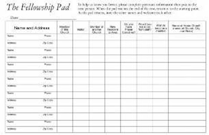 {=Attendance Pad-Fellowship Pads (50 Sheets) (Pack Of 5) }