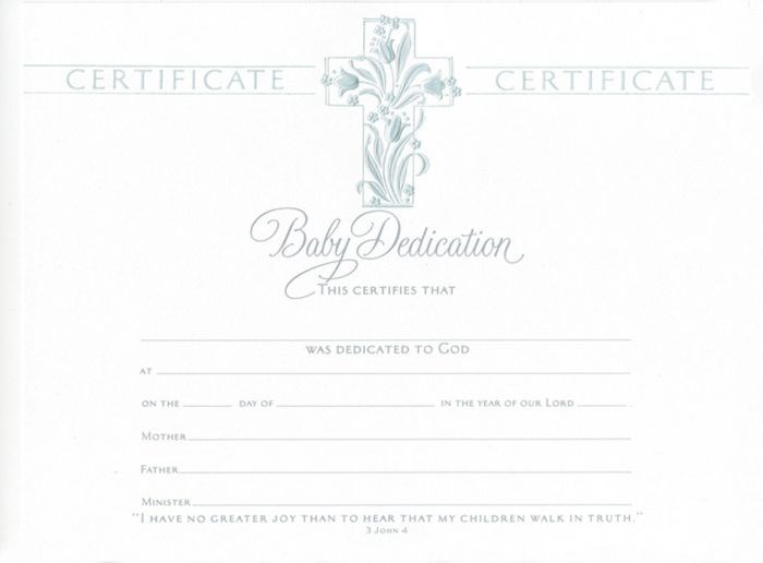 {=Certificate-Baby Dedication (3 John 4) (Pearl Foil Embossed  Premium Stock) (Pack Of 6)}