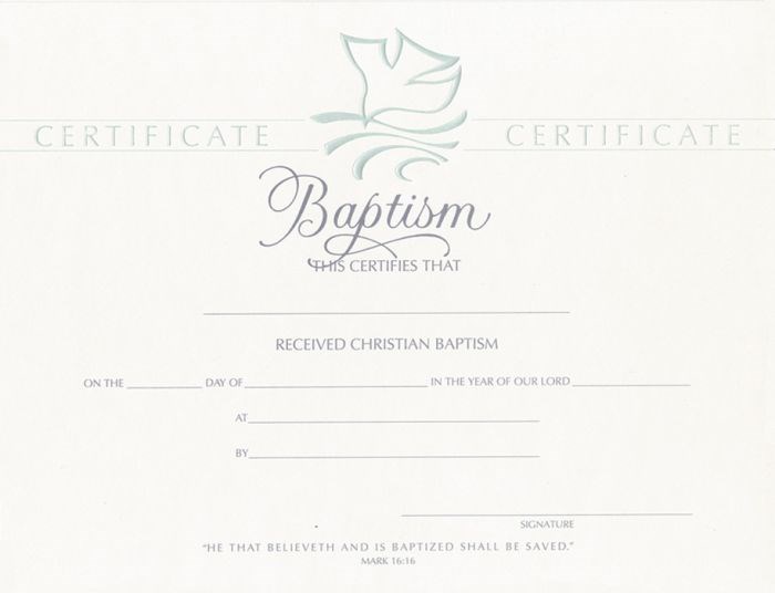 {=Certificate-Baptism/Dove (Mark 16:16) (Pearl Foil Embossed  Premium Stock) (Pack Of 6)}