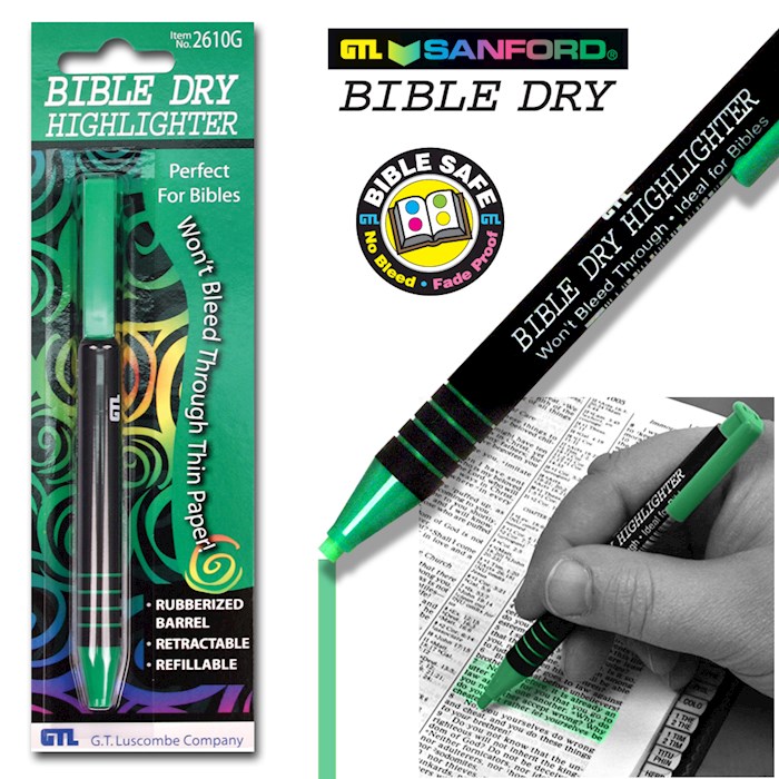 {=Highlighter-Bible Dry-Green (Carded) (Bx/6)}