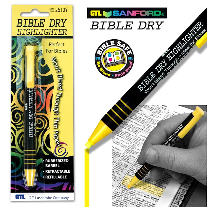 {=Highlighter-Bible Dry-Yellow (Carded) (Bx/6)}