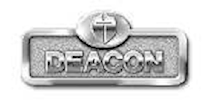 {=Badge-Deacon w/Cross-Magnetic Back-Silver (2-1/16" x 2/3")}