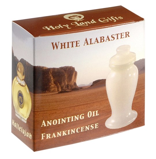 {=Anointing Oil-Frankincense W/3" White Alabaster Flask-1/2 oz (#61153)}