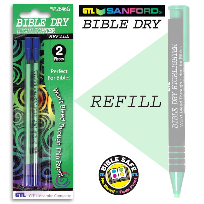 {=Highlighter-Bible Dry-Green Refill (Pack Of 2) (Bx/6)}