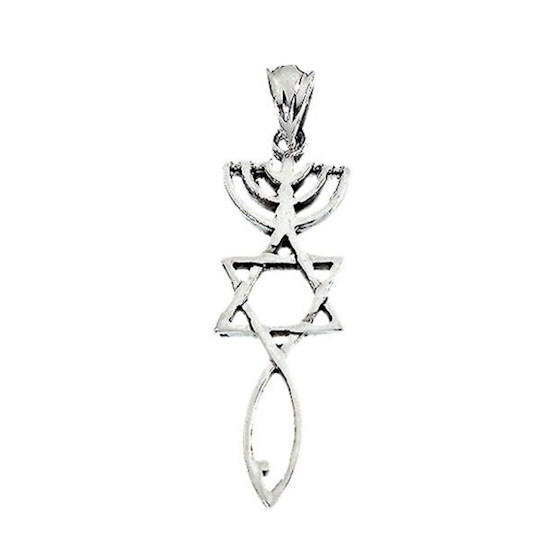 {=Earring-Messianic Seal Roots Symbol (Sterling Silver)}