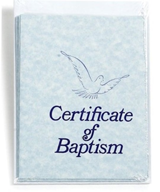 {=Certificate-Baptism w/Envelope (Blue Parchment) (Pack Of 6)}