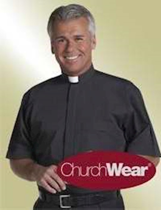 {=Clerical Shirt-Short Sleeve Tab Collar-15 In-Black}