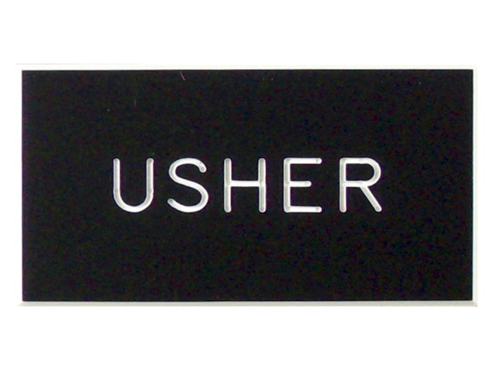 {=Badge-Usher-Magnetic-Black Plastic (1-1/4 X 2-3/8)}