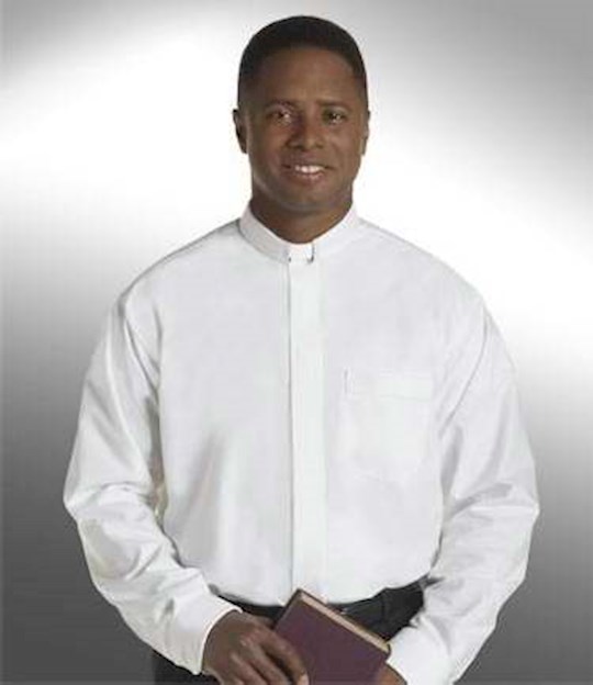 {=Clerical Shirt-Long Sleeve Tab Collar-16.5X34/35-White}