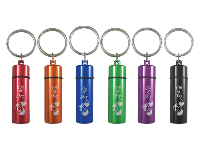 {=Anointing Oil-Oil Of Joy-Key Chain-2 3/8 Inch-Asstd Colors (Empty) (Pack of 6) }