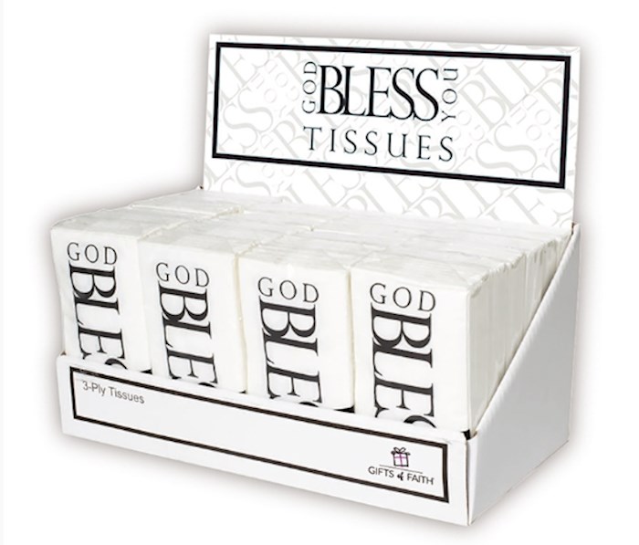 {=Tissue Display-Pocket-God Bless You-Black/White (24 Pkg Of 10) (PKGT)}