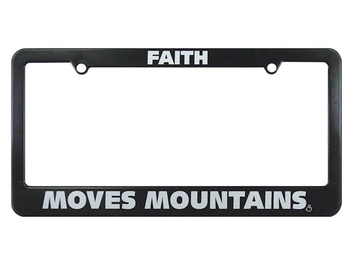 {=Auto Tag Frame-Faith Moves Mountains-Black}