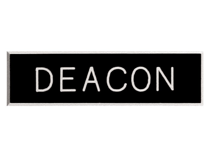 {=Badge-Deacon-Pin Back (5/8 x 2)-Plastic }