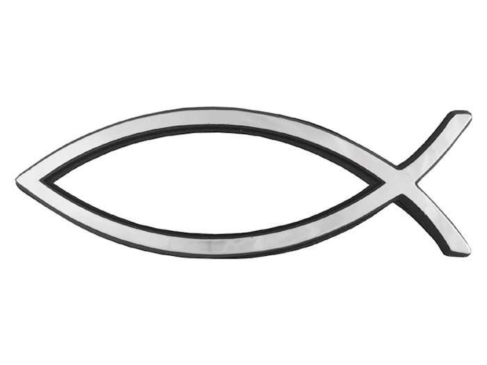 {=Auto Decal-3D Fish-Large (Silver) (Pack of 6)}