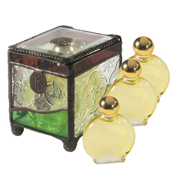 {=Anointing Oil-Stained Glass Box W/3 Oils (#8231)}