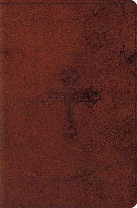 {=ESV Compact Bible-Walnut Weathered Cross Design TruTone}