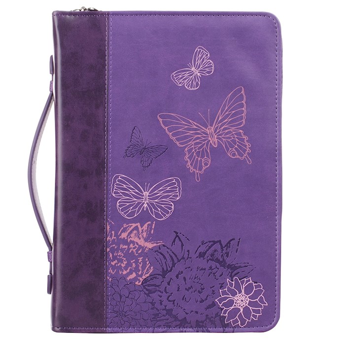 {=Bible Cover-Butterflies-Trendy Luxleather-Purple-LRG}