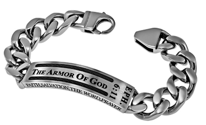 {=Bracelet-Cable-Armor Of God (Eph 6:11) (Mens) Sz 8}