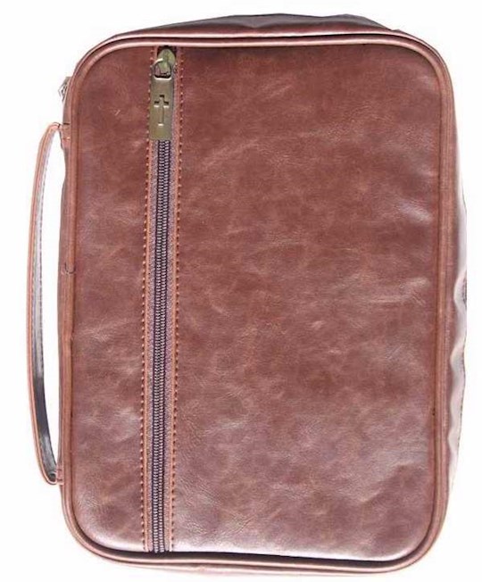 {=Bible Cover-Distressed Leather Look-Brown-XLG}