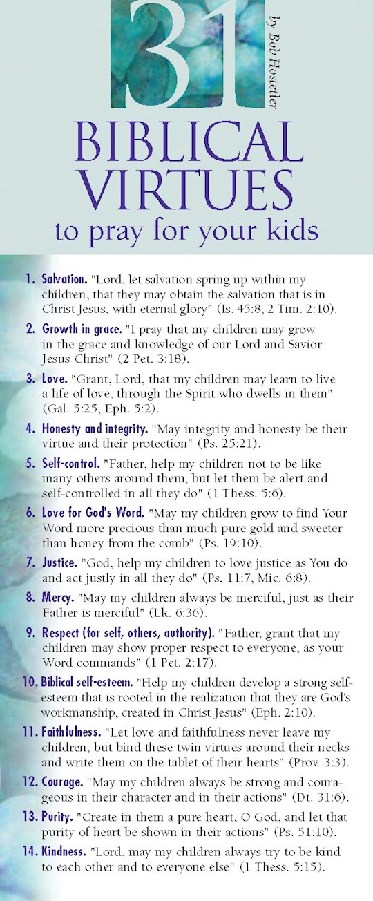 {=Bookmark-31 Biblical Virtues To Pray For Your Kids (Pack Of 50)}
