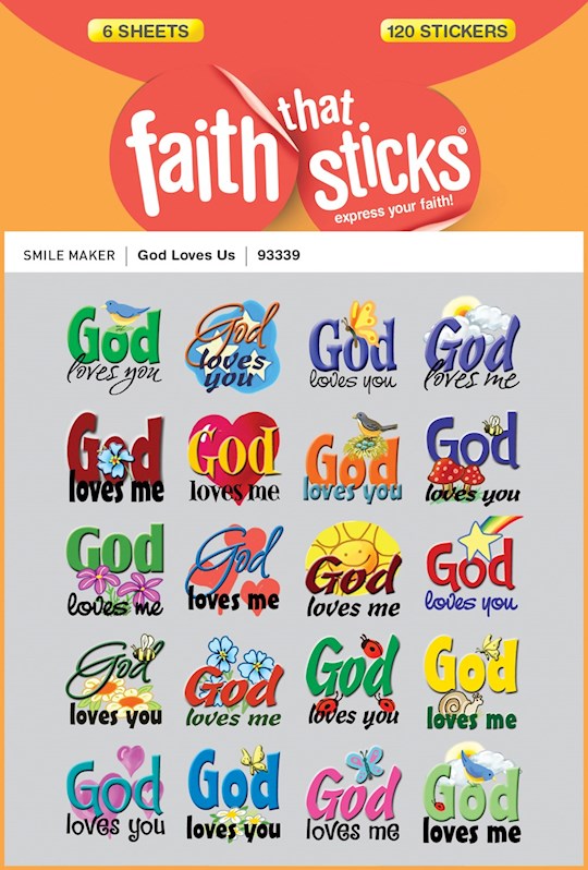 {=Sticker-God Loves Us (6 Sheets) (Faith That Sticks)}