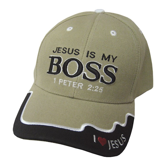 {=Cap-Jesus Is My Boss 1 Pet 2:25-Khaki}