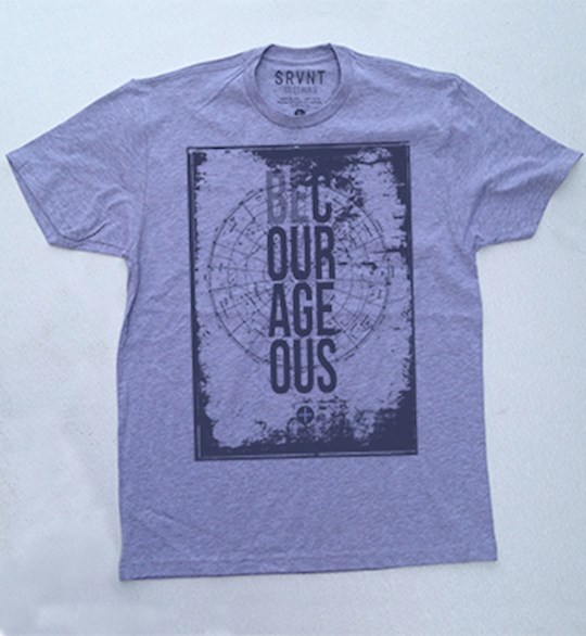 {=Tee Shirt-Be Courageous Mens Premium Fitted Tee- Small-Heather Grey/Black }