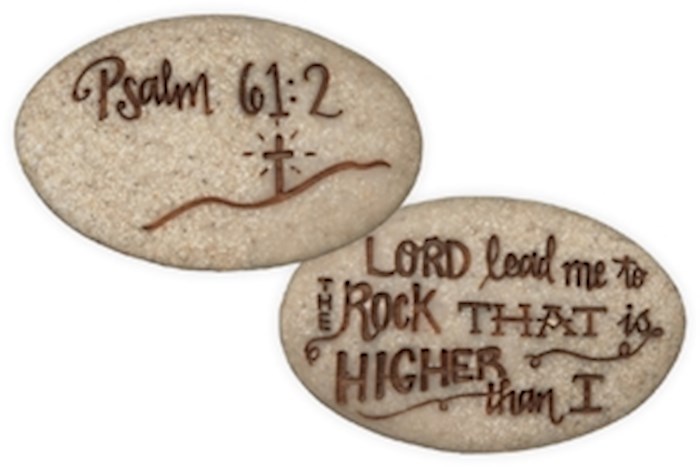 {=Stone-Psalm-Lord Lead Me To The Rock... Psalm 61:2 w/Cross (2") (Pack Of 12)}