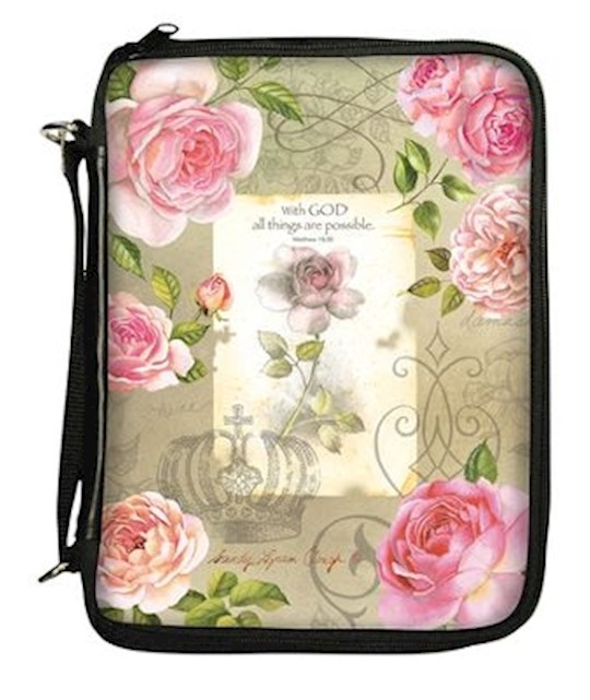 {=Bible Cover-With God/Roses-MED}