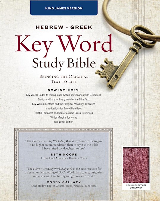 {=KJV Hebrew-Greek Key Word Study Bible-Burgundy Genuine Leather Indexed}