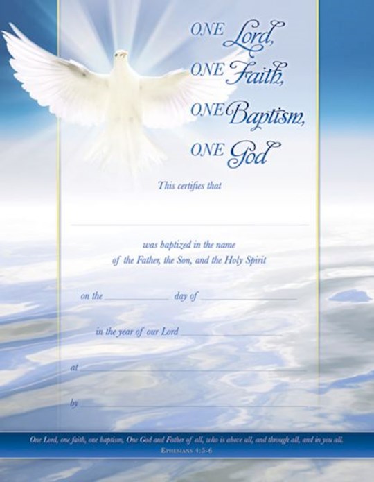 {=Certificate-Baptism (Ephesians 4: 5-6) (Full Color  Coated Stock) (Pack Of 6)}