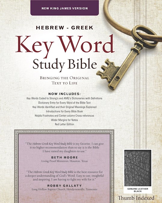 {=NKJV Hebrew-Greek Key Word Study-Black Genuine Leather Indexed}