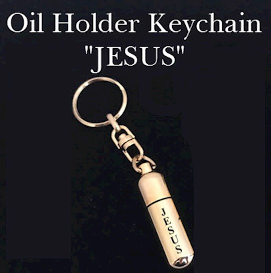 {=Gold-Tone Keychain Oil Holder-JESUS}