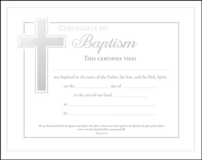 {=Certificate-Baptism (Romans 6:4) (Silver Foil Embossed  Premium Stock) (Pack Of 6)}