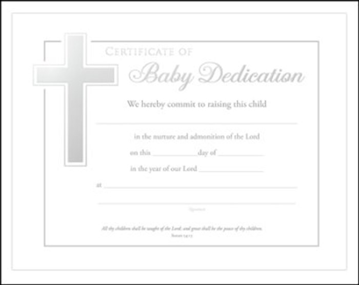 {=Certificate-Baby Dedication (Isaiah 54:13) (Silver Foil Embossed  Premium Stock) (Pack Of 6)}