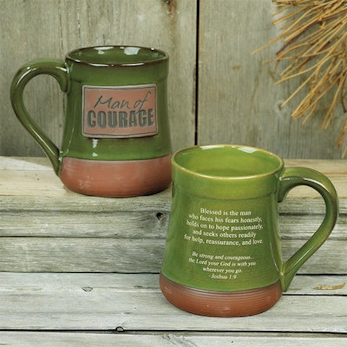 {=Mug-Pottery-Man Of Courage-Green (20 Oz)}