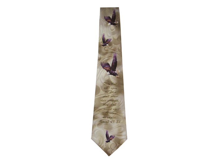 {=Tie-Eagles-Isaiah 40:31-Polyester-Brown}