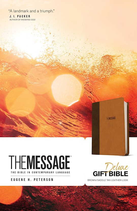 {=The Message Deluxe Gift Bible-Brown/Saddle Tan LeatherLook}