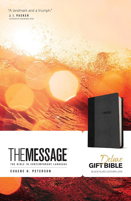 {=The Message Deluxe Gift Bible-Black/Slate LeatherLook}
