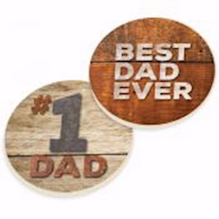 {=Car Coaster Set-#1 Dad/Best Dad Ever (Set Of 2)}