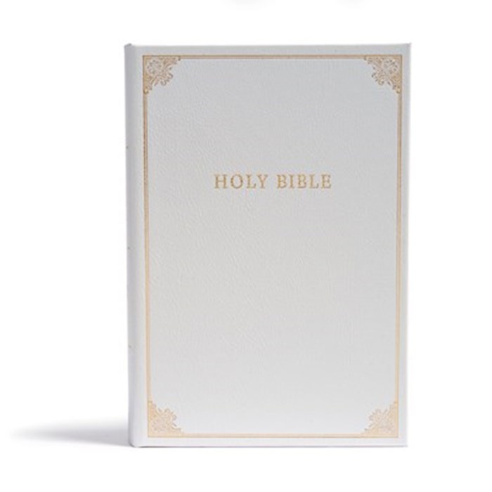 {=CSB Family Bible-White Bonded Leather Over Board }