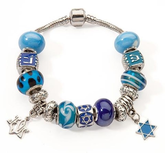 {=Bracelet-Bible Symbols & Beads w/Star Of David & Jesus Star Charms (#9809)}