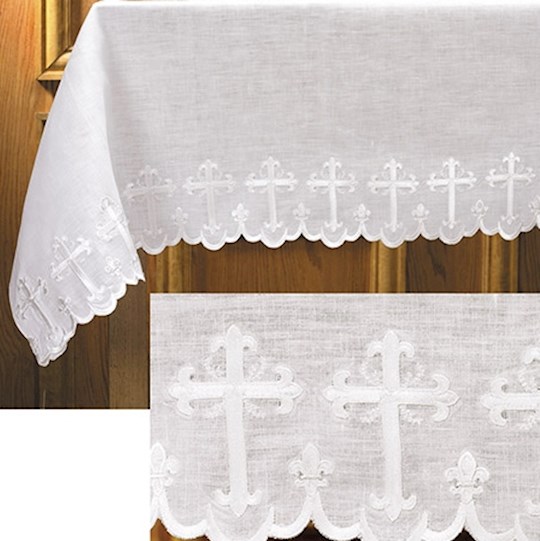 {=Altar Frontal-2-Sided Scalloped Edge-Linen-50" X 96"}