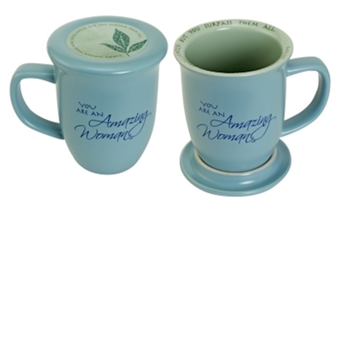 {=Mug-Grace Outpoured-Amazing Woman-Blue/Green Interior W/Coaster/Lid}