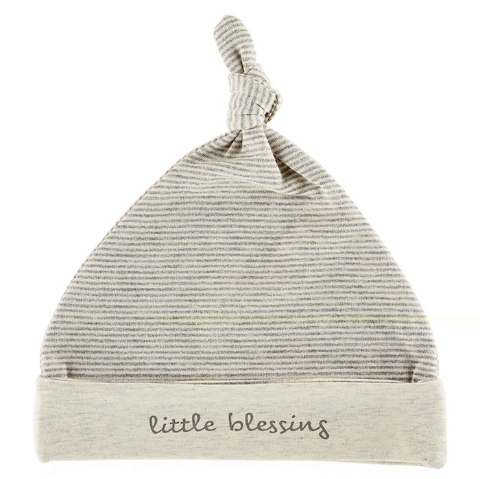 {=Baby-Knit Hat-Cream/Grey-Little Blessing}