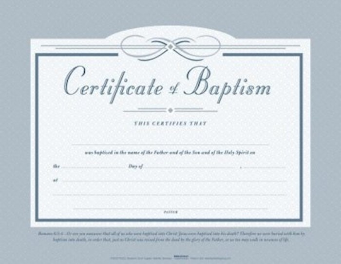 {=Certificate-Baptism (5.5" x 3.5") (Pack Of 6) }